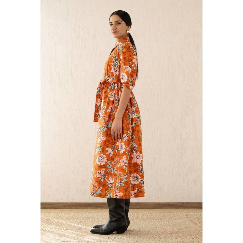 NEW BANJANAN marlene midi dress in elisabetta vine spice - Picture 3 of 4